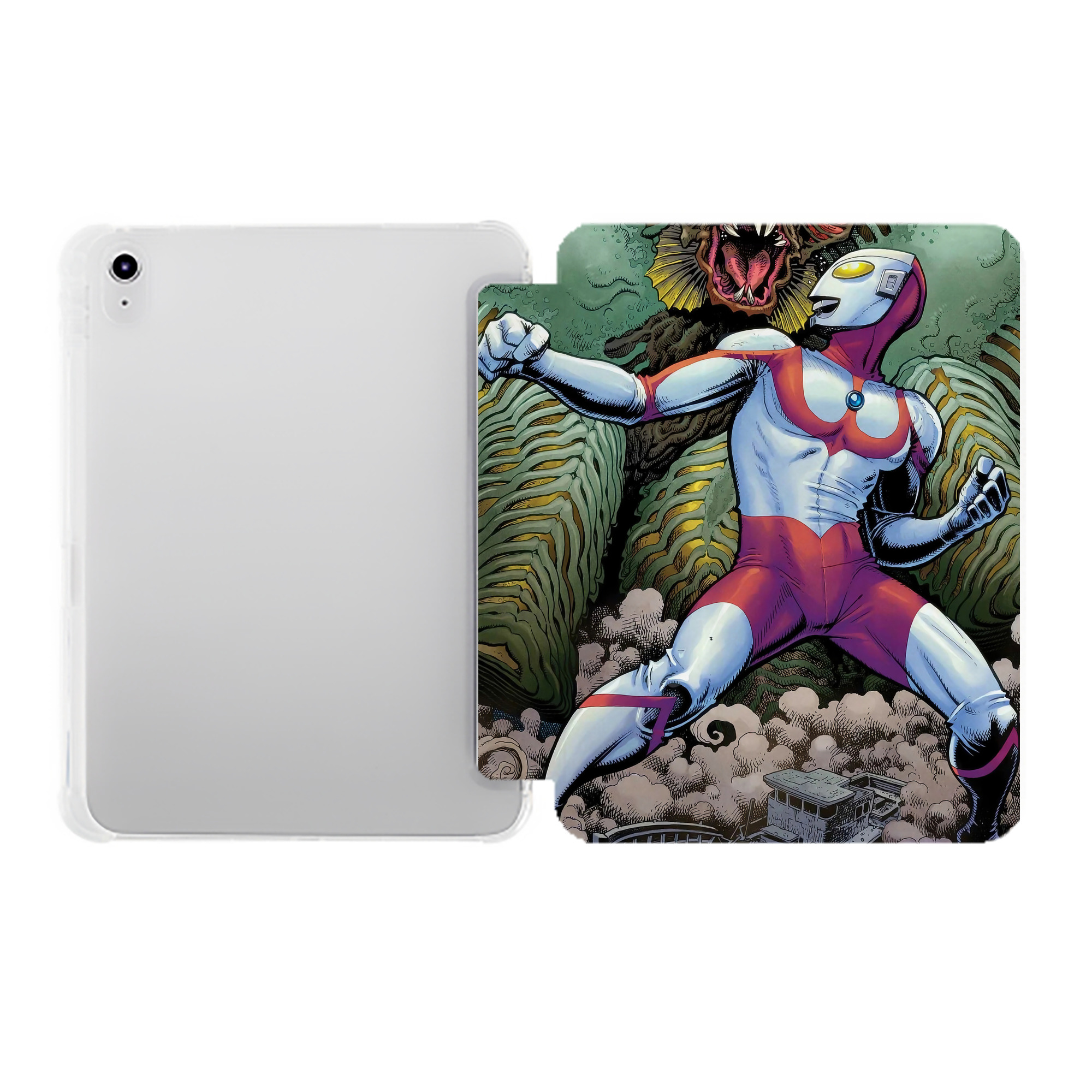 （画像用） ウルトラマン Ultraman IPad ケース ペン収納付き 三つ折りスタンド PUレザー×シリコン 対応機種9.5/10.5/10.9インチ